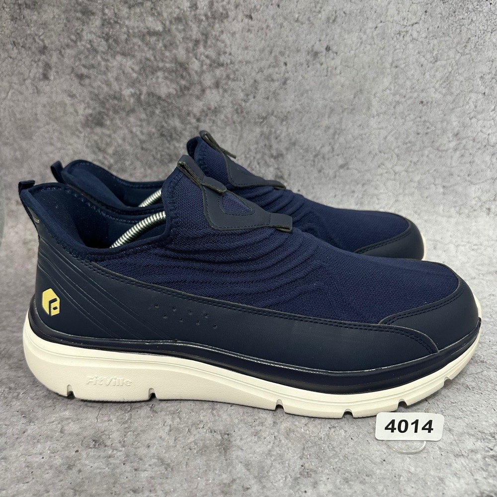 FitVille Slip On Walking Shoes Men 12 Navy Breathable Cushioned LQ-SEV120250425M